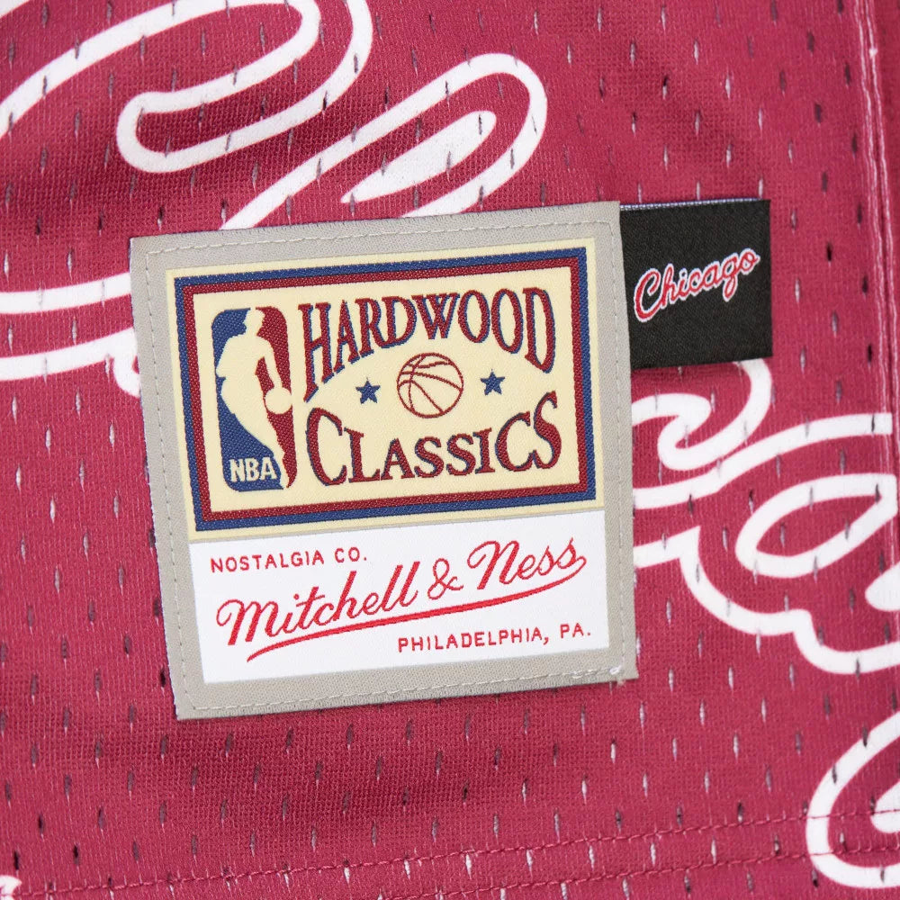 MITCHELL & NESS NBA DESTINATION LEISURE BUTTON UP SHIRT Chicago Bulls Red