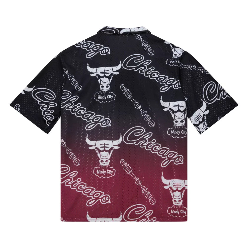 MITCHELL & NESS NBA DESTINATION LEISURE BUTTON UP SHIRT Chicago Bulls Red